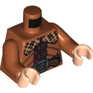Torso Chequered Collar and Belt with Silver Buckle Print, Dark Orange Arms, Light Nougat Hands
