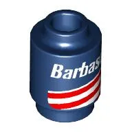 Brick Round 1 x 1 Open Stud with White 'Barbasol', White and Red Stripes print
