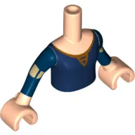 Minidoll Torso Girl with Dark Blue Princess Dress, Long Sleeves, Gold Armbands and Light Nougat Hands