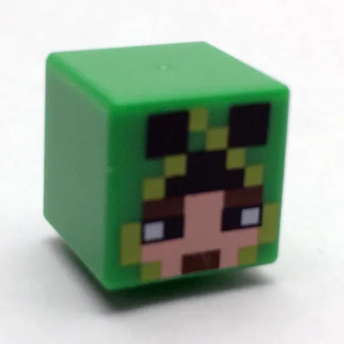 Minifig Head Special, Cube with Pixelated Hood with Creeper Eyes over Face