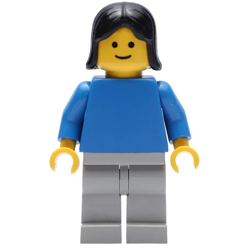 Woman, Blue Torso, Light Gray Legs, Black Hair