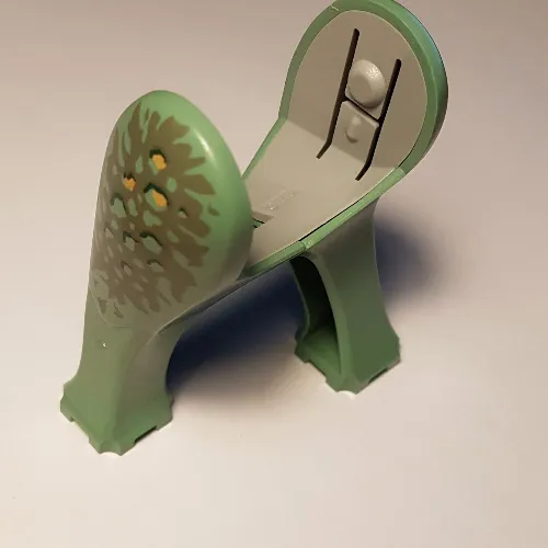 Animal Body Part, Dinosaur, Legs Long, Dark Gray, Dark Green, Medium Orange Print