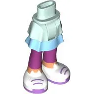 Minidoll Hips and Layered Skirt with Bright Light Blue Underdress, Magenta Legs, White Shoes, Lavender Laces print