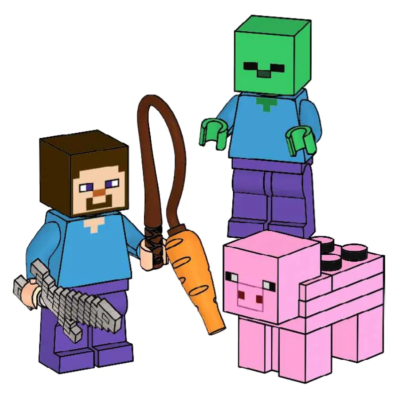 Steve, Zombie and Pig