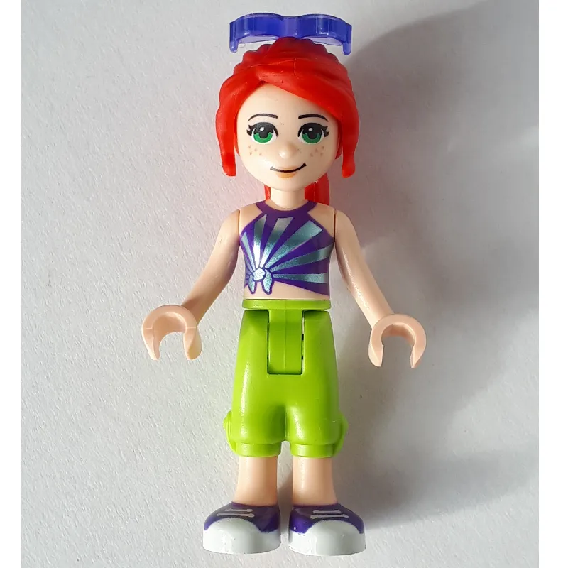 Mia - Dark Purple Top, Lime Trousers, Sunglasses