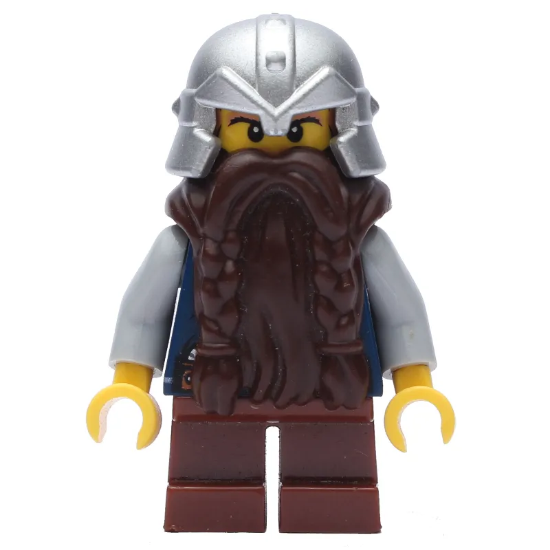 Dwarf, Dark Brown Beard, Metallic Silver Helmet