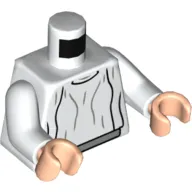Torso Loose Dress Light Bluish Gray Folds Print (Leia), White Arms, Light Nougat Hands