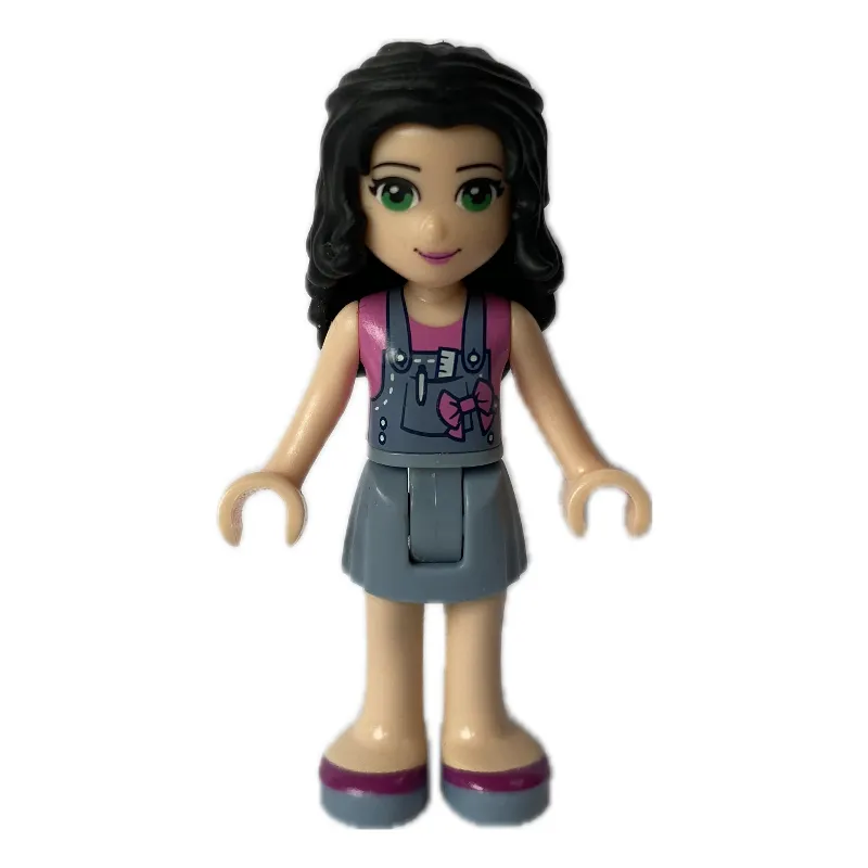 Emma - Sand Blue Overall, Bow