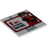 Tile 6 x 6 with Bottom Tubes with Incredibles '18% Approval Rating', Red Arrow print