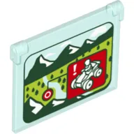Glass for Window 1 x 4 x 3 - Opening with ATV Red Warning Square Against Mountains and Field with Trees Print