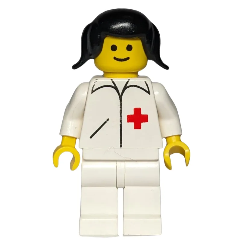 Doctor, Woman, White Jacket with Red Cross, White Legs, Black Pigtails