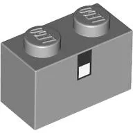 Brick 1 x 2 with Black and White Square print