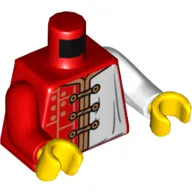 Torso, Odd Arms, Tunic with Gold Clasps White Left Side Print, Left White Arm, Right Red Arm, Yellow Hands