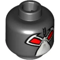 Minifig Head Bane, Dual Sided Wrestler Mask with Large Red Eyes / Green Hoses Print [Blocked Open Stud]