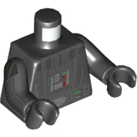 Torso Armor with Silver Stiped Collar, Control Panel, and Belt Print, Black Arms and Hands with Silver Lines Print