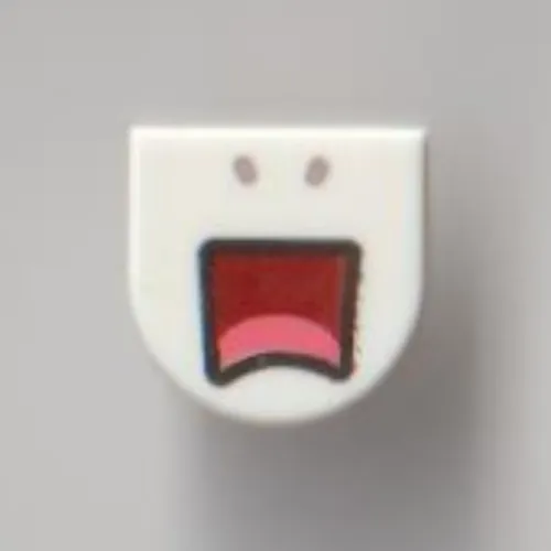 Tile 1 x 1 Half Circle with Scared Face, Open Mouth print