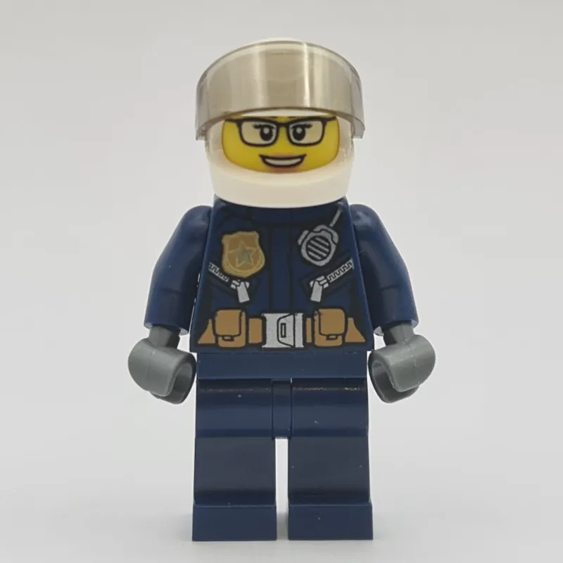 Policewoman, Dark Blue Uniform, White Helmet