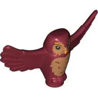 Animal, Bird, Owl Small with Open Wings with Dark Tan Chest, Face, Bright Light Orange Beak print