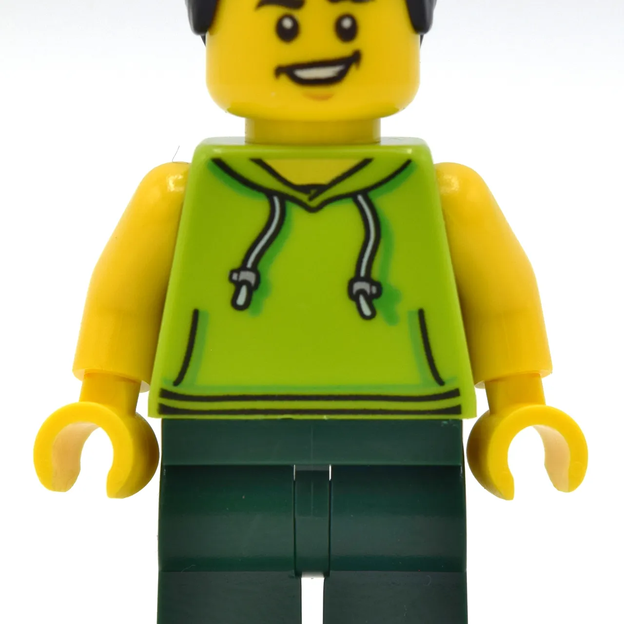 Lime Torso, Dark Green Legs, Black Hair