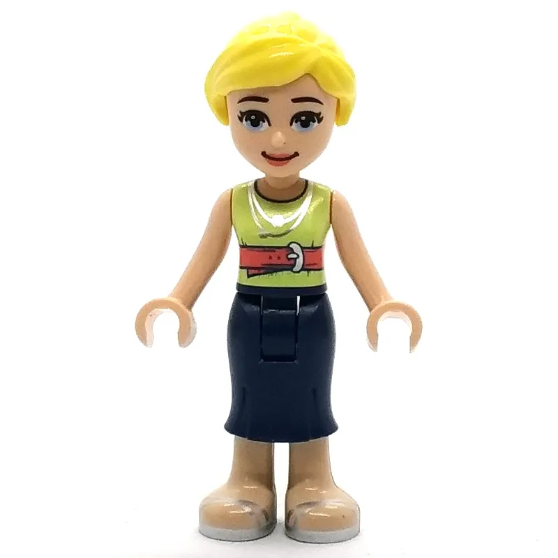 Marisa - Yellowish Green Top, Dark Blue Skirt, Bright Light Yellow Hair