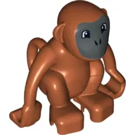 Duplo Animal Monkey with Curly Tail - Dark Bluish Gray Face Print
