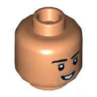 Minifig Head Gilgamesh, Beard Stubble, Smile with Teeth / Angry Print