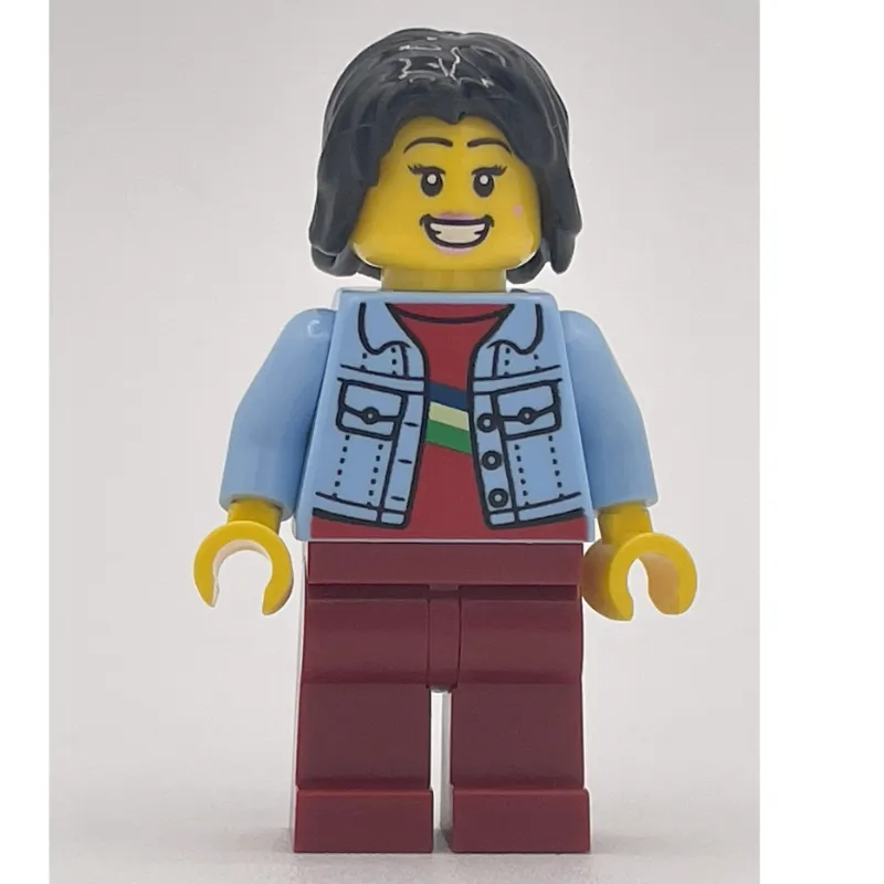 Bright Light Blue Torso, Dark Red Legs, Black Hair