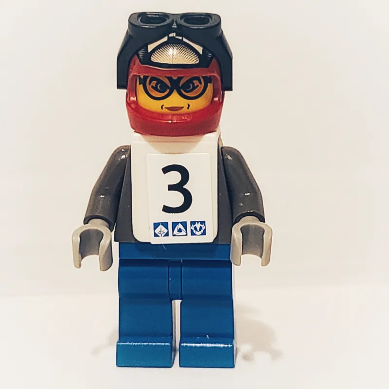 Snowboarder, Dark Gray, Red Helmet, White Vest