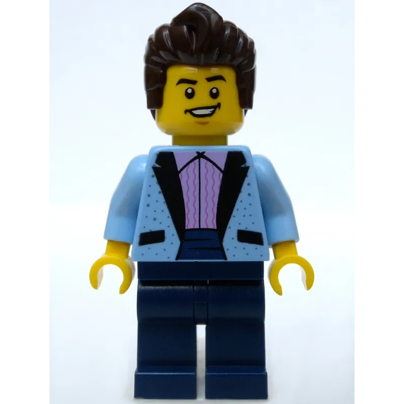 Bright Light Blue Torso, Dark Blue Legs, Dark Brown Hair