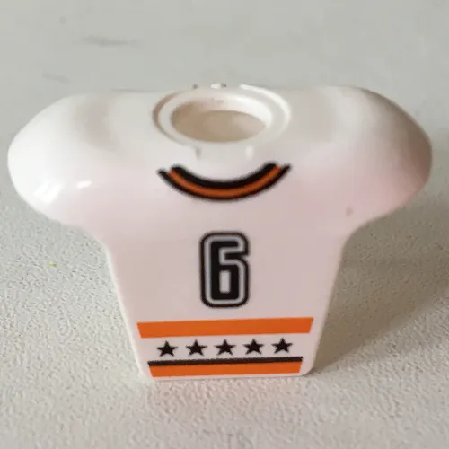 Minifig Neckwear Sports Hockey Body Armor with NHL Logo and Black '6' Print