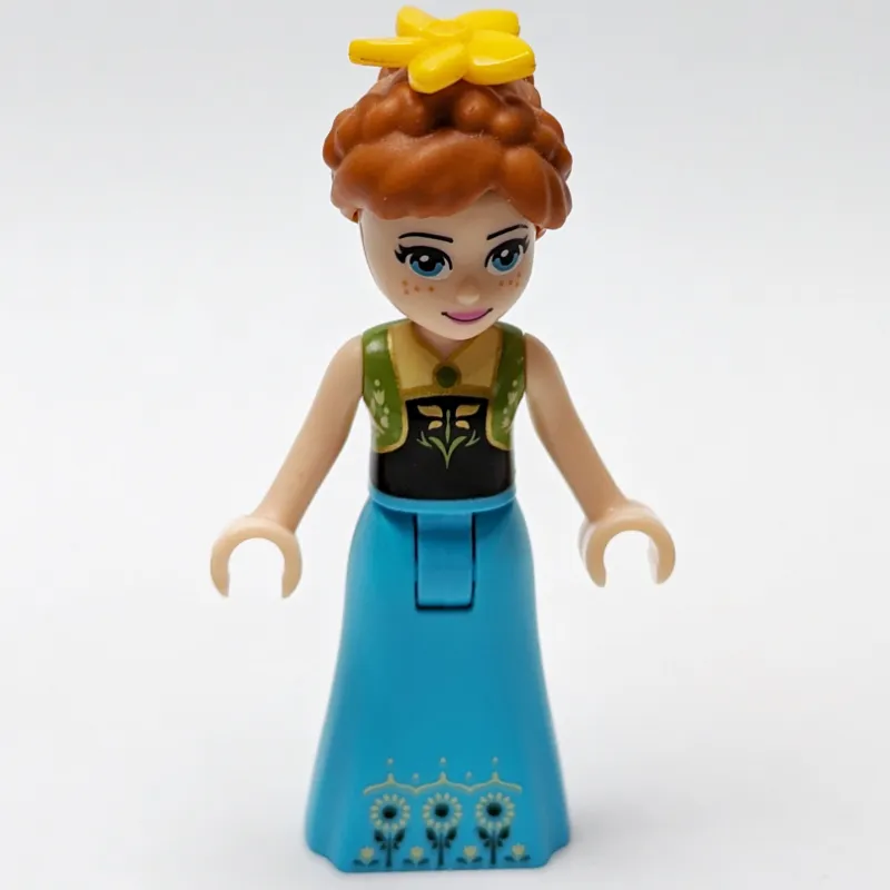 Anna - Lime Vest, Medium Azure Dress, Braids, Flower