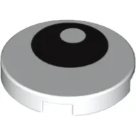 Tile Round 2 x 2 with Bottom Stud Holder with Offset Black Eye Print