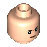 Minifig Head Eleven, Dark Brown Eyebrows, Peach Lips, Angry Print