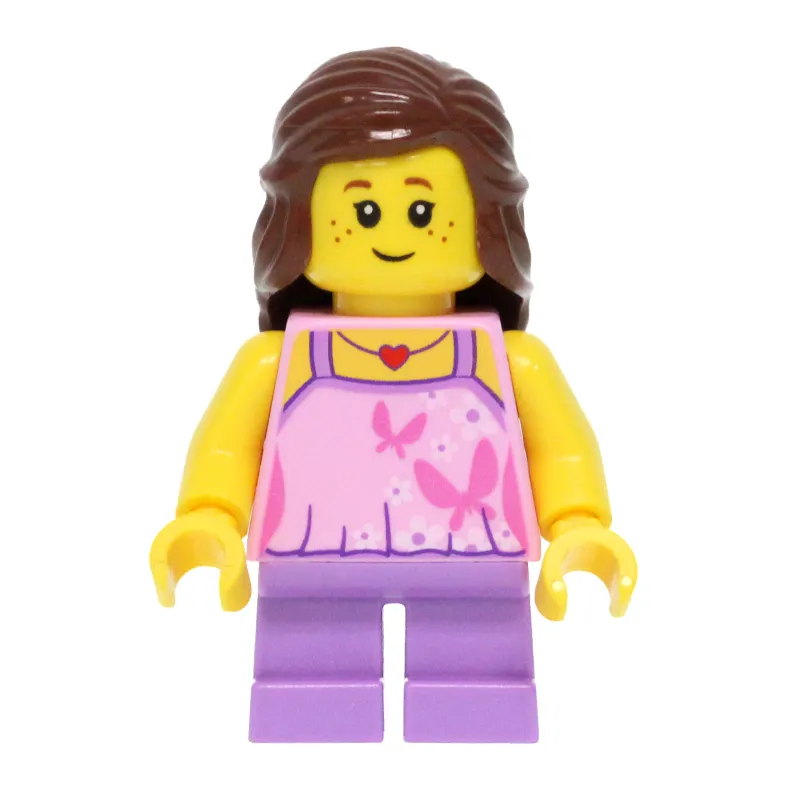 Kid - Bright Pink Torso, Medium Lavender Legs, Reddish Brown Hair