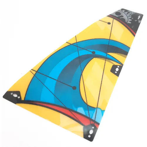 Sail, Triangular, Yellow with Wave and Gears Print