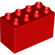 Duplo Brick 2 x 4 x 2 with Two 4 Pane Windows and Tan Brick Print