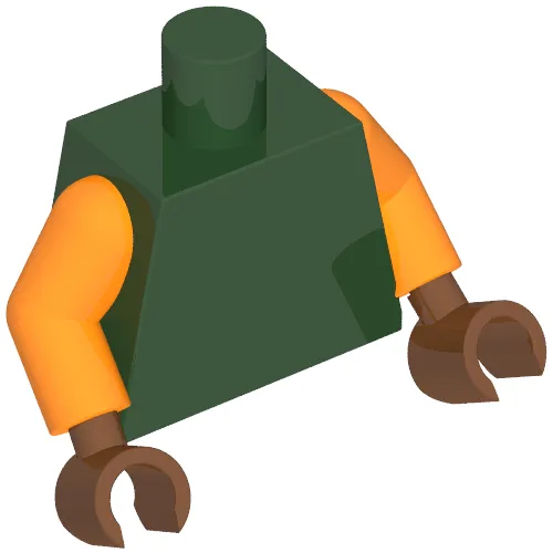 Torso Tunic, Skull with Crossed Swords, Red Belt Print, Orange Arms, Reddish Brown Hands