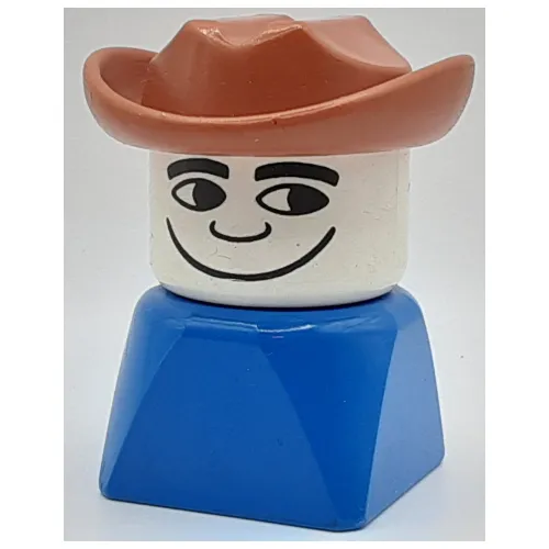 Duplo 2 x 2 x 2 Figure Brick Early, Cowboy Hat Fabuland Brown, Looking Left Print