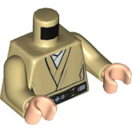 Torso Robe, Belt and White Undershirt Print (Obi-Wan), Tan Arms, Light Nougat Hands