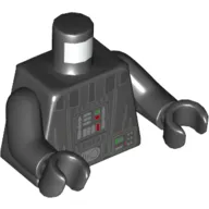 Torso Armor with Silver Stiped Collar, Control Panel, and Belt Print, Black Arms and Hands