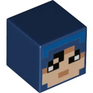 Minifig Head Special, Cube with Pixelated Light Nougat Face, Black Eyes Print