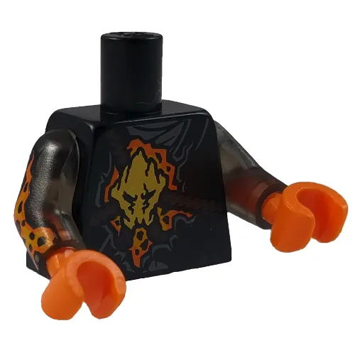 Torso Robe with Brown Rope, Gold Medallion Print, Trans-Brown Arms with Flame Print, Orange Hands