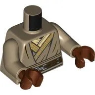 Torso Robe, Dark Brown Belt, Gold and Tan Under Shirts print, Dark Tan Arms, Reddish Brown Hands