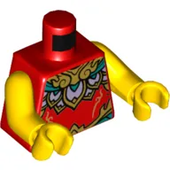 Torso Armor, Gold, Lavender, and Dark Turquoise Panels Print, Yellow Arms and Hands
