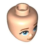 Minidoll Head, Dark Orange Eyebrows, Left Raised Eyebrow, Bright Light Blue Eyes, Nougat Lips, Crooked Smile