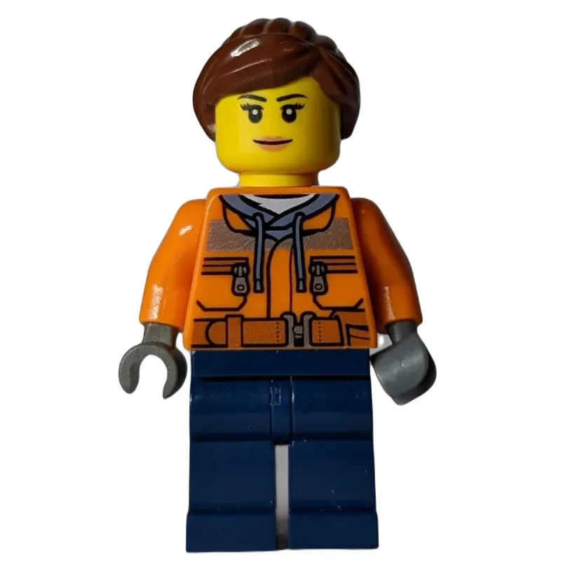 Woman, Safety Jacket over Hoodie with Belt, Dark Blue Legs,