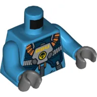 Torso Protection Vest and Breathing Apparatus with 'ADU' Print, Dark Azure Arms, Dark Bluish Gray Hands