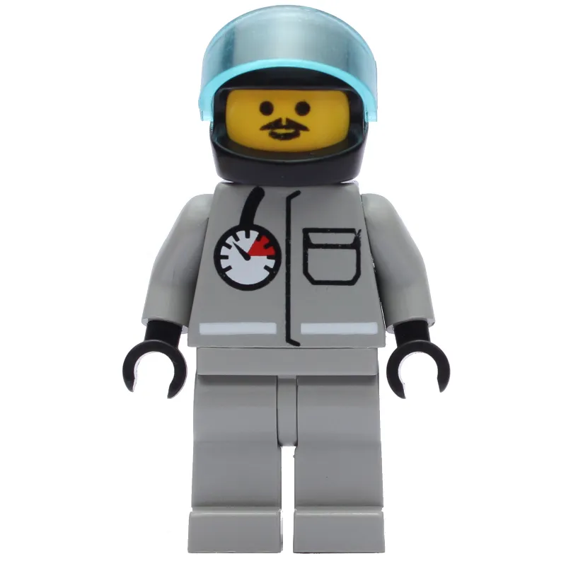 Fireman, Shirt with Gauge and Pocket, Light Gray Legs, Black Helmet with Visor