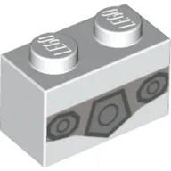Brick 1 x 2 with Light Bluish Grey Field, Dark Bluish Grey Shapes print