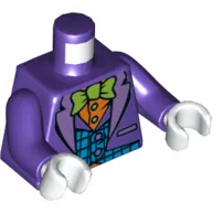 Torso Suit with Blue Vest, Orange Shirt and Green Bow Tie Print, Dark Purple Arms, White Hands